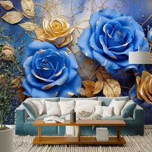 Papel de parede removível 3d rosa dourada l1781, papel de parede autoadesivo, extra grande, casca e bastão, mural aj