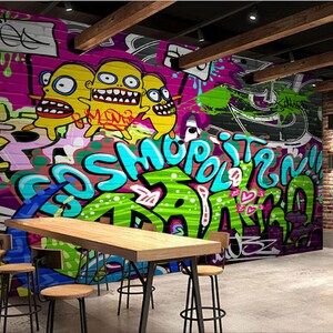 3D Cartoon Graffiti C147 abnehmbare Tapete selbstklebende Tapete Extra große Peel & Stick Wallpaper Wallpaper Wandbild AJ WALLPAPERSS