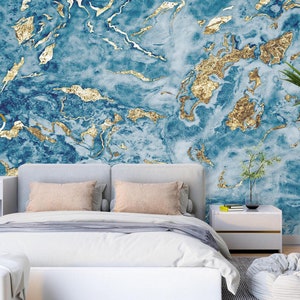 3D Azul Mármol Estilo L2041 Papel pintado removible Papel pintado autoadhesivo Papel pintado extra grande Peel & Stick Papel pintado Mural AJ WALLPAPERS