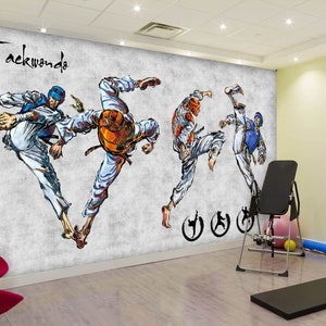 3D Taekwondo Peinture R1501 Papier peint amovible Papier peint autocollant Extra Large Peel & Stick Wallpaper Wallpaper Mural AJ WALLPAPERS
