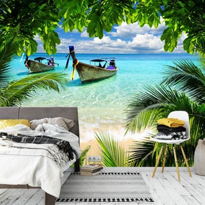 3D Dos Barcos L847 Papel Pintado extraíble Papel pintado autoadhesivo Extra grande Peel & Stick Papel tapiz Papel tapiz Mural AJ FONDOS DE PANTALLA
