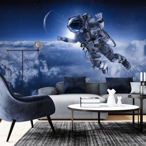 3D Cute Astronaut R6297 Verwijderbaar Behang Zelfklevend Behang Extra Grote Peel &Stick Wallpaper Wallpaper Mural AJ WALLPAPERS