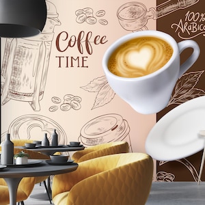 3D Love Latte Coffee R6838 Verwijderbaar Behang Zelfklevend Behang Extra Grote Peel &Stick Wallpaper Wallpaper Mural AJ WALLPAPERS