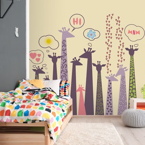 3D Cartoon Giraffe L23 abnehmbare Tapete selbstklebende Tapete Extra große Peel & Stick Wallpaper Wallpaper Wandbild AJ WALLPAPERS