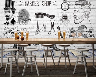 Details about   3D Barbershop KER489 Barber Shop Wallpaper Mural Self-adhesive Removable Amy 