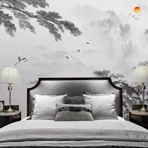 3D Chinese Style Mountain N286 Fonds d'écran amovible Auto-adhésif Fonds d'écran Extra Large Peel - Stick Wallpaper Wallpaper Mural AJ WALLPAPER AJ WALLPAPER