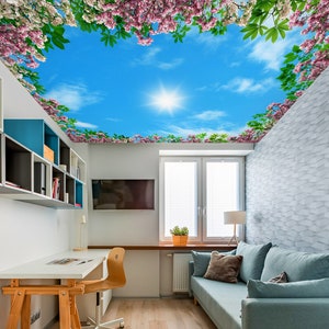 3D Bloem Ontwerp CA478 Plafondbehang Verwijderbaar Zelfklevend Behang Grote Schil &Stok Behang Wallpaper Muurschildering AJ WALLPAPERS