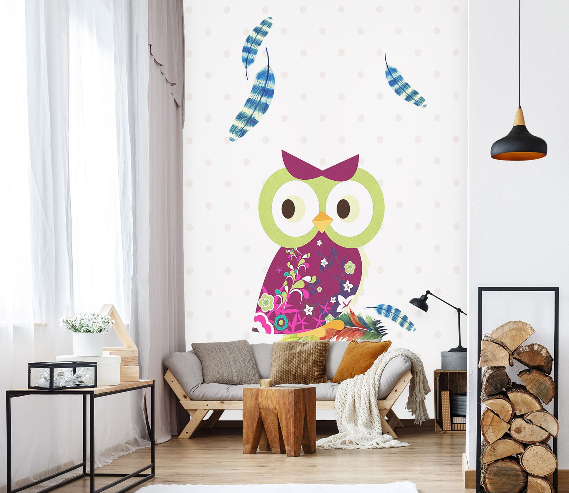 3D Cute Cartoon Owl R1520 Removable Wallpaper Self Adhesive Wallpaper Extra Large Peel & Stick Wallpaper Wallpaper Mural AJ WALLPAPERS