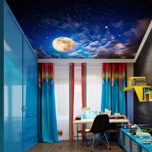 3D Moon Dream CA245 Deckentapete abnehmbare selbstklebende Tapete große Schale & Klebetapete Tapete Wandbild AJ WALLPAPERS