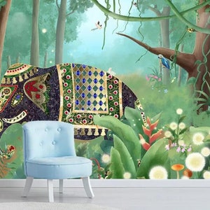 3D Elephant A2675 Fonds peint amovible Auto-adhésif Fonds d'écran Extra Large Peel - Stick Wallpaper Wallpaper Mural AJ WALLPAPER Wallpaper AJ WALLPAPER