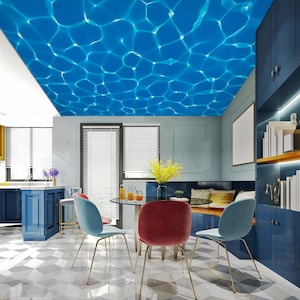 3D Blue Water Ripples CA1527 Papel tapiz de techo Papel pintado autoadhesivo extraíble Papel tapiz papel tapiz grande pelado y pegado Papel tapiz Mural AJ FONDOS DE PANTALLA
