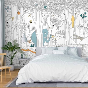 3D Wald Tier Malerei L2426 Ablösbare Tapete selbstklebende Tapete Extra große Peel & Stick Wallpaper Wallpaper Wandbild AJ HINTERGRUNDBILDER