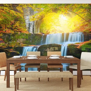 3D Sunshine Forest Creek R6709 abnehmbare Tapete selbstklebend Tapete extra groß Peel & Stick Tapete Tapete Wandbild AJ WALLPAPERS
