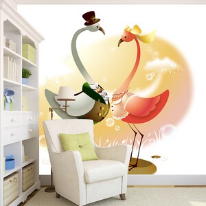 3D Cartoon Liebe Flamingo R11351 abnehmbare Tapete selbstklebend Tapete extra groß Peel & Stick Tapete Tapete Wandbild AJ WALLPAPERS