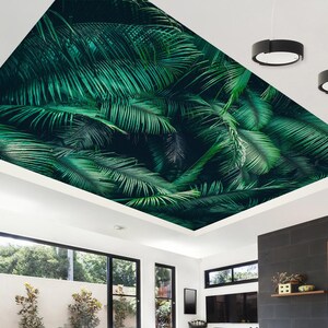 3D Nature Leaves CA1814 Ceiling Wallpaper Removable Self Adhesive Wallpaper Large Peel & Stick Wallpaper Wallpaper Mural AJ WALLPAPERS