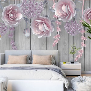 Selbstklebende 3D-Blumen L2633 Abnehmbare Tapete Selbstklebende Tapete Extragroßes Wandbild zum Abziehen und Aufkleben AJ WALLPAPERS