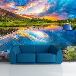 3D Traum Himmel Reflexion R5237 abnehmbare Tapete selbstklebend Tapete extra groß Peel & Stick Tapete Tapete Wandbild AJ WALLPAPERS