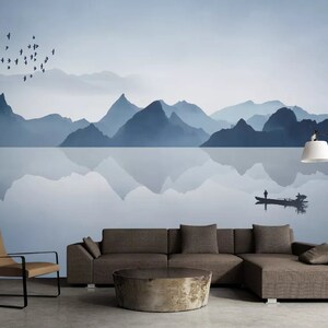 3D chinesische Landschaft N294 abnehmbare Tapete selbstklebende Tapete Extra große Peel & Stick Wallpaper Wallpaper Wandbild AJ WALLPAPERS