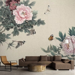 3D chinesischen Stil Blume N214 abnehmbare Tapete selbstklebende Tapete Extra große Peel & Stick Wallpaper Wallpaper Wandbild AJ WALLPAPERS