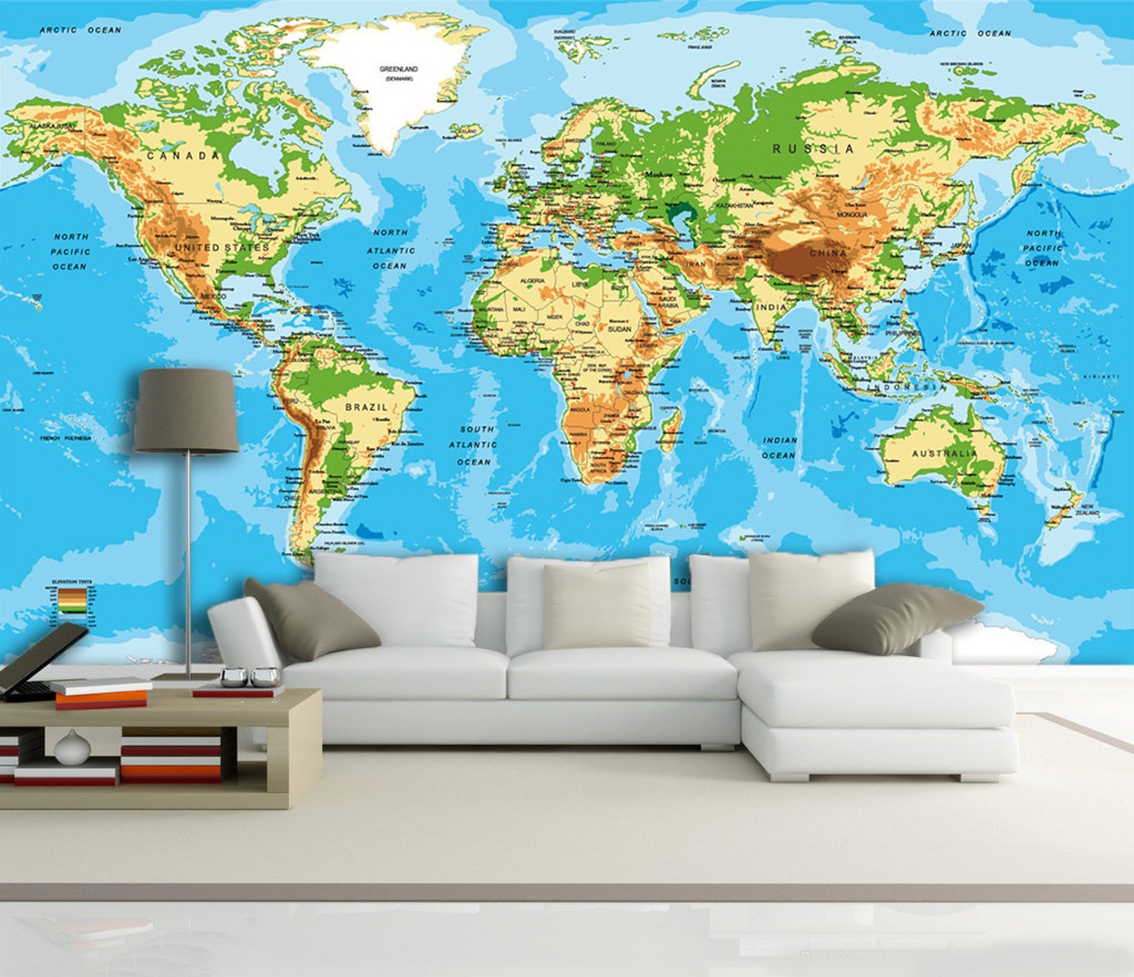 3D World Map L203 Removable Wallpaper Self Adhesive Wallpaper Etsy