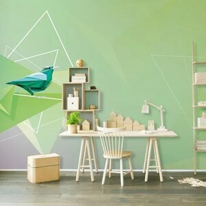 3D grün Vogel E87 abnehmbare Tapete selbstklebende Tapete Extra große Peel & Stick Wallpaper Wallpaper Wandbild AJ WALLPAPERS