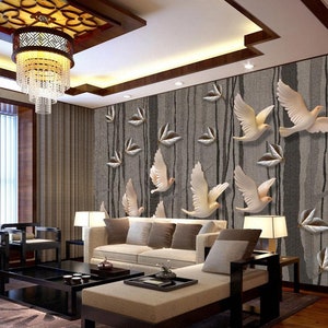 3D Flying Birds N265 abnehmbare Tapete selbstklebende Tapete Extra große Peel & Stick Wallpaper Wallpaper Wandbild AJ WALLPAPERS