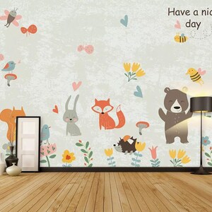 3D Cartoon Tiere F91 abnehmbare Tapete selbstklebende Tapete Extra große Peel & Stick Wallpaper Wallpaper Wandbild AJ WALLPAPERS