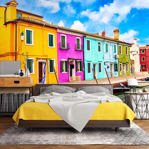 3D Casas coloridas L2255 Papel pintado removible Papel pintado autoadhesivo Papel pintado extra grande Peel & Stick Papel pintado Mural AJ WALLPAPERS