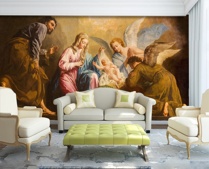3D Jesus Birth A91 Removable Wallpaper Self Adhesive Wallpaper Extra Large Peel /& Stick Wallpaper Wallpaper Mural AJ WALLPAPERS