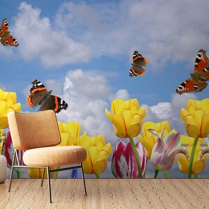 3D gelbe Tulpen L1003 abnehmbare Tapete selbstklebende Tapete Extra große Peel & Stick Wallpaper Tapete Wandbild AJ HINTERGRUNDBILDER