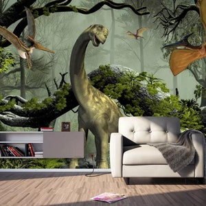 3D Nebel Wald Dinosaurier R4863 abnehmbare Tapete selbstklebend Tapete extra groß Peel & Stick Tapete Wandbild AJ WALLPAPERS