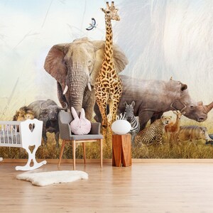 3D Giraffe Elephant Rhino A317 Fonds peint amovible Auto-adhésif Fonds d'écran Extra Large Peel - Stick Wallpaper Wallpaper Mural AJ WALLPAPER AJ WALLPAPER