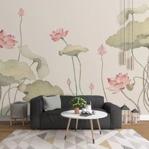 3D Lotus E247 verwisselbare wallpaper zelf klevende wallpaper extra grote Peel & stick Wallpaper Wallpaper muurschildering AJ WALLPAPERS