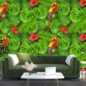 3D Animal Smart Parrot L1258 Papel pintado removible Papel pintado autoadhesivo Papel pintado extra grande Peel & Stick Papel pintado Mural AJ WALLPAPERS