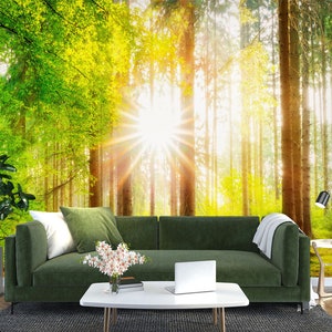 3D Sonnenschein Wald L1847 Entfernbare Tapete Selbstklebende Tapete Extra Großes Wandbild AJ WALLPAPERS