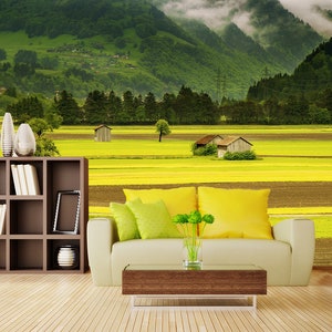 3D Nature Green Fields R5212 Fondo de pantalla extraíble Fondo de pantalla autoadhesivo Papel tapiz extra grande Peel & Stick Wallpaper Wallpaper Mural AJ WALLPAPERS