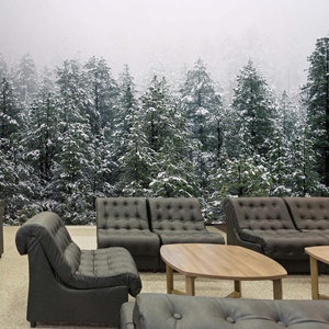 3D Kiefernwald im Winter L288 abnehmbare Tapete selbstklebende Tapete extra groß Peel & Stick Tapete Tapete Wandbild AJ TAPETEN