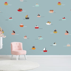 3D Cute Boat Painting R4147 Fondo de pantalla extraíble Fondo de pantalla autoadhesivo Papel tapiz extra grande Peel & Stick Wallpaper Wallpaper Mural AJ WALLPAPERS