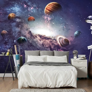 3D Universe Planets R4090 Papier peint amovible Papier peint autocollant Extra Large Peel & Stick Wallpaper Wallpaper Mural AJ WALLPAPERS