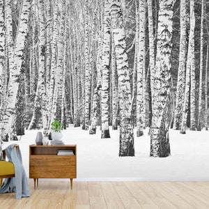 3D blanco árboles de nieve L129 papel pintado extraíble autoadhesivo papel pintado extra grande Peel & Stick Wallpaper Mural AJ WALLPAPERS