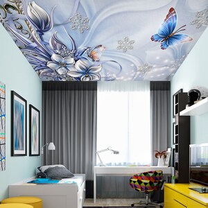 3D Kostbare blaue Schmetterlinge CA3528 Deckentapete abnehmbare selbstklebende Tapete große Peel & Stick Tapete Tapete Wandbild