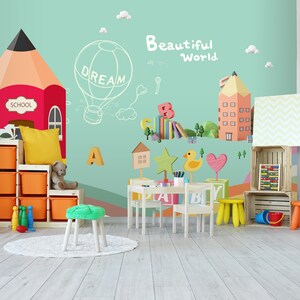 Casas de Lápis 3D L527 Papel de Parede Removível Autoadesivo Papel de Parede Extra Grande Peel & Stick Papel de Parede Mural AJ PAPÉIS DE PAREDE
