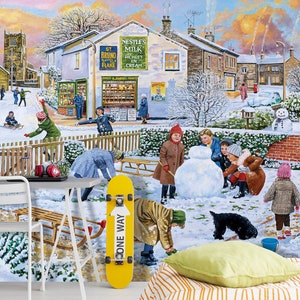 3D kalten Winter Schneemann A1033 abnehmbare Tapete selbstklebende Tapete große Peel & Stick Wallpaper Wallpaper Wandbild Trevor Mitchell