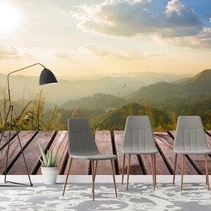 3D Morning Nature Mountains R6963 Fondo de pantalla extraíble Fondo de pantalla autoadhesivo Peel & Stick Papel tapiz Papel tapiz Mural AJ WALLPAPERS