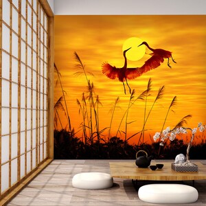 3D Sonnenuntergang Vogel A1422 abnehmbare Tapete selbstklebende Tapete Extra große Peel & Stick Wallpaper Wallpaper Wandbild AJ WALLPAPERS