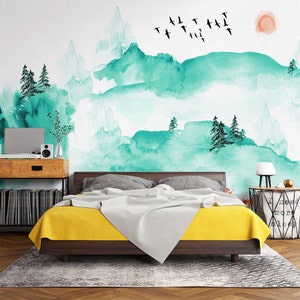 3D Acuarela Naturaleza L1486 Papel pintado removible Papel pintado autoadhesivo Papel pintado extra grande Peel & Stick Papel pintado Mural AJ WALLPAPERS