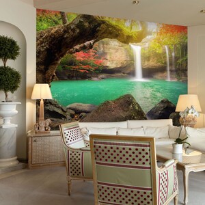 3D Forest Green Lake Water L273 Papel tapiz extraíble Papel pintado autoadhesivo Extra grande Peel & Stick Wallpaper Wallpaper Mural AJ WALLPAPERS