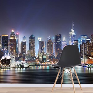3D Big City At Night L687 Papier peint amovible Papier peint autocollant Extra Large Peel & Stick Papier peint Papier peint Mural AJ WALLPAPERS
