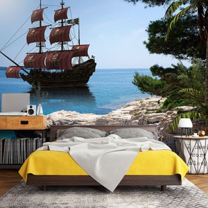 3D Piratenschiff L1720 Ablösbare Tapete selbstklebende Tapete Extra große Peel & Stick Wallpaper Wallpaper Wandbild AJ HINTERGRUNDBILDER