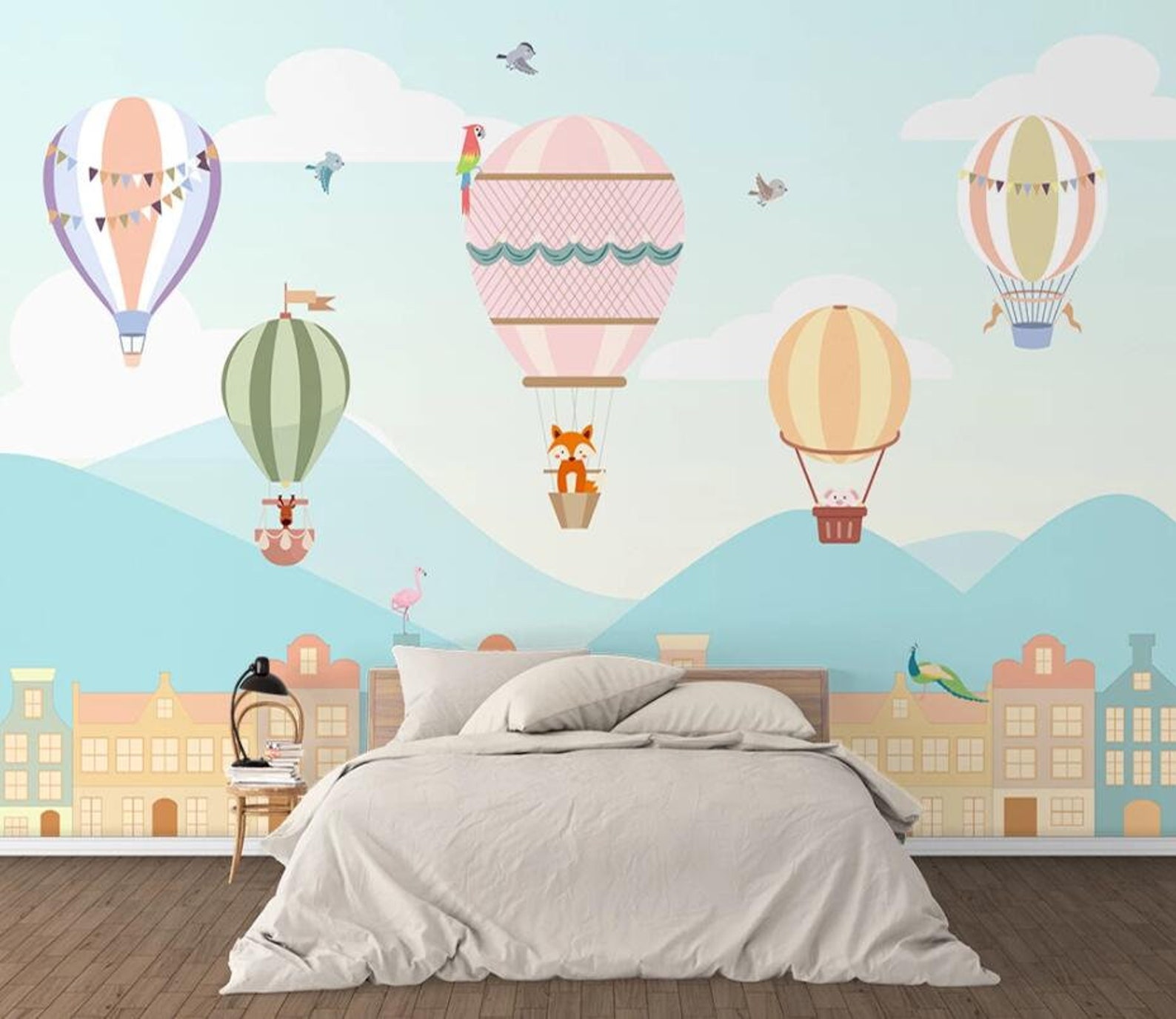 3D Hot Air Balloon A2359 Removable Wallpaper Self Adhesive Etsy